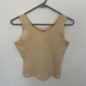 Vintage CTME Nude Women's Tank Top Size M Cotton Spandex Beige Tan Camisole Y2K